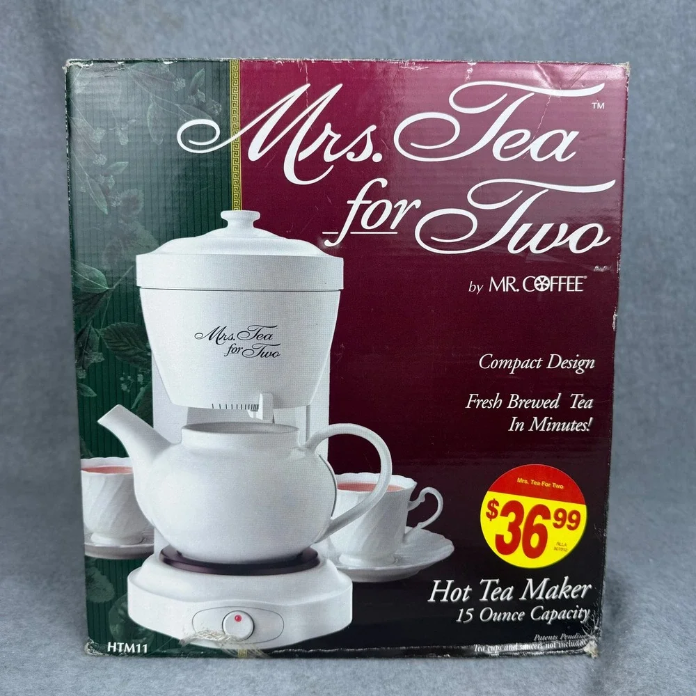 Vtg Mr. Coffee Mrs. Tea for Two Hot Tea Maker HTM11 White 15oz Ceramic Pot
